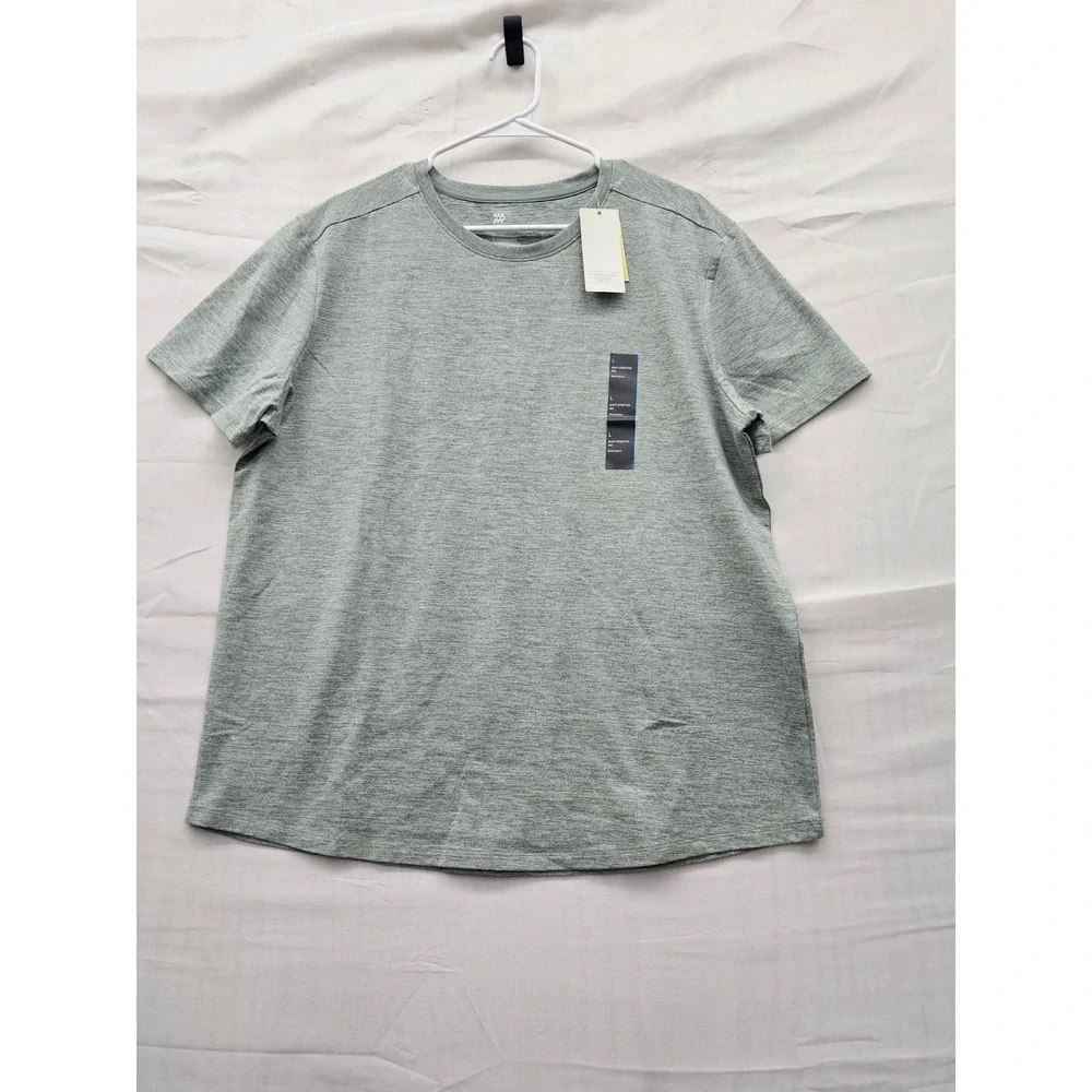 All in Motion Mens Soft Stretch T-Shirt Green Poly Blend Athletic Size Large